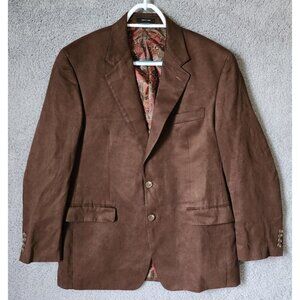 Ralph Lauren Brown Suede 2 Button Blazer Suit Jacket Size 40R 100% Polyester